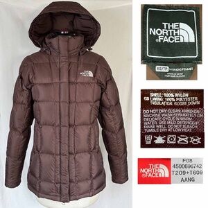 North Face Women XS Brown 600 Fill Power Down Insulated Hood Metropolis Jacket